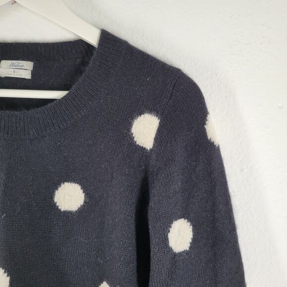 Wallace Madewell Pullover Sweater Womens Small Polka Dot Rabbit Hair Blend Black - Picture 2 of 9